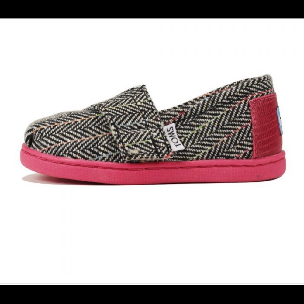 Tiny Toms: Classic Pink Wool Herringbone Flat